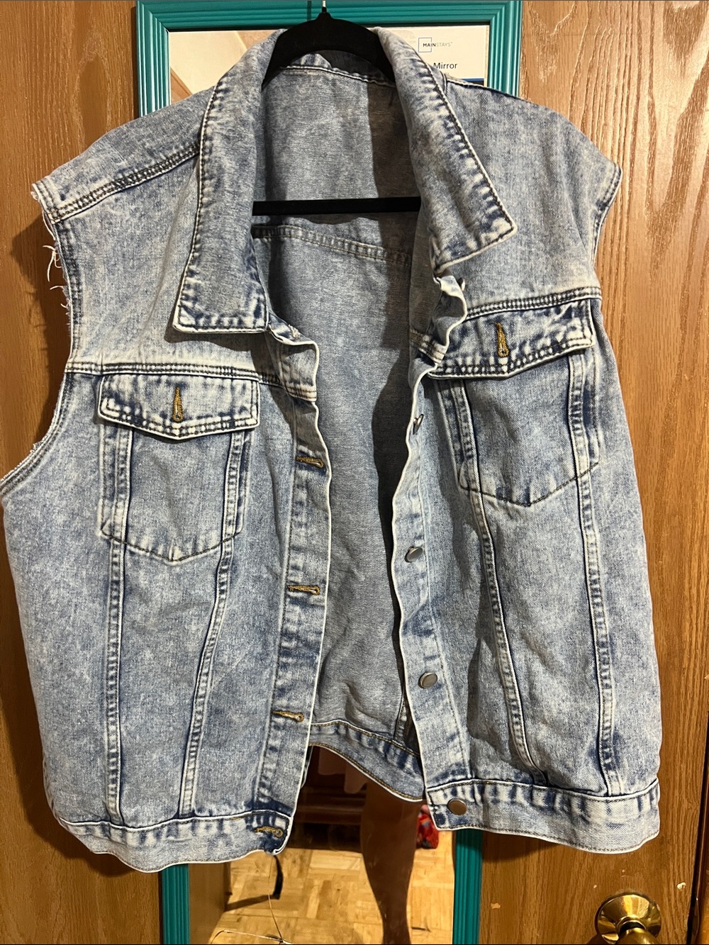 Women’s Light Blue Acid Wash Denim Vest - Sleeveless Jacket